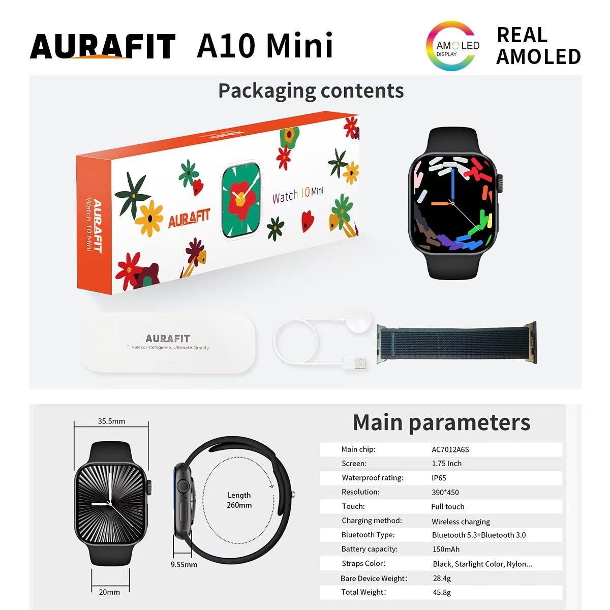 CDO Aurafit A10 mini Smart Watch